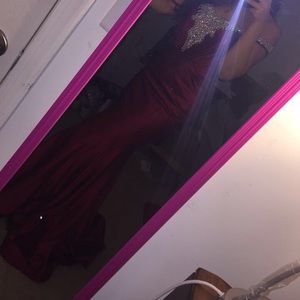 Wine red mermaid gown